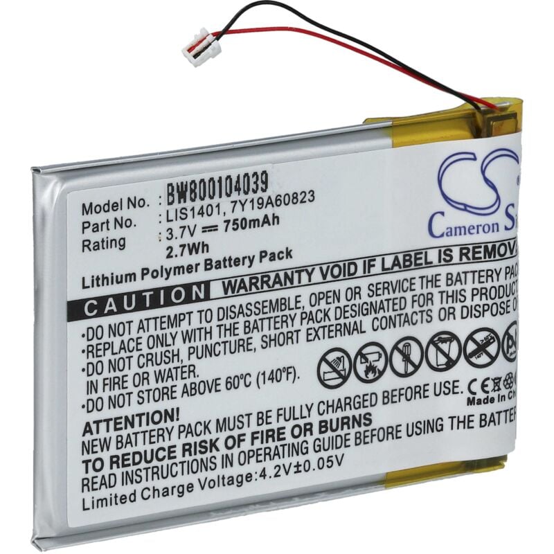 

Batería recargable compatible con Sony NWZ-S716FRNC, NWZ-S716FSNC, NWZ-S738 reproductor de música MP3 (750 mAh, 3,7 V, polímero de litio) - Vhbw