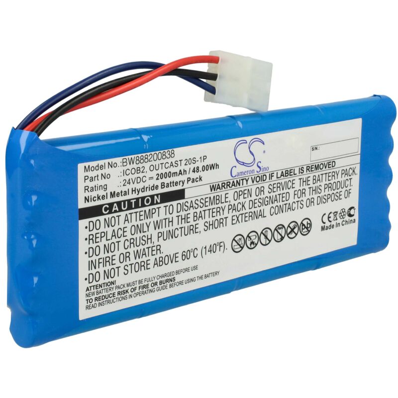 

vhbw Batería recargable reemplaza Soundcast 20S-1P, ICOB2 para altavoces, cajas acústicas, bafles (2000 mAh, 24 V, NiMH)