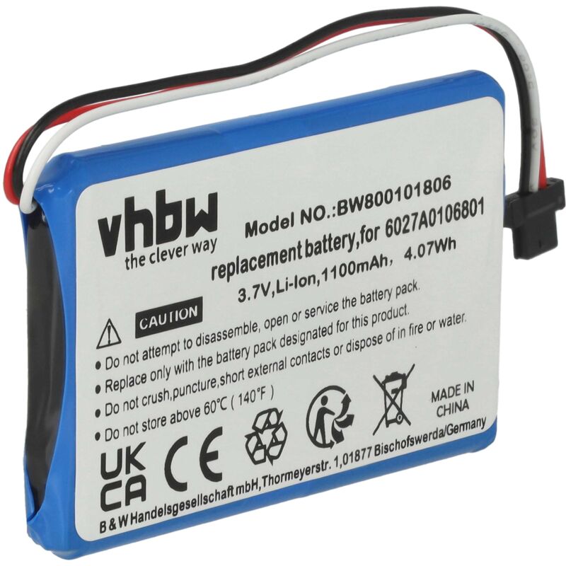 

batería reemplaza TomTom 6027A0106801 para navegador (1100mAh, 3,7V, Li-Ion) - Vhbw