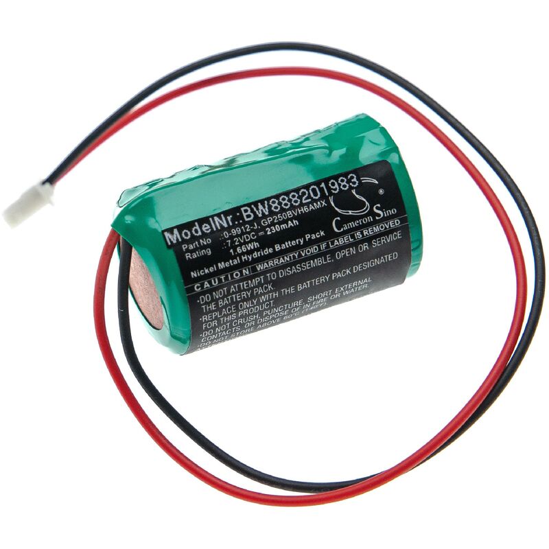 

batería reemplaza Visonic 0-9912-J, GP250BVH6AMX para control de alarma seguridad (230mAh, 7,2V, NiMH) - Vhbw