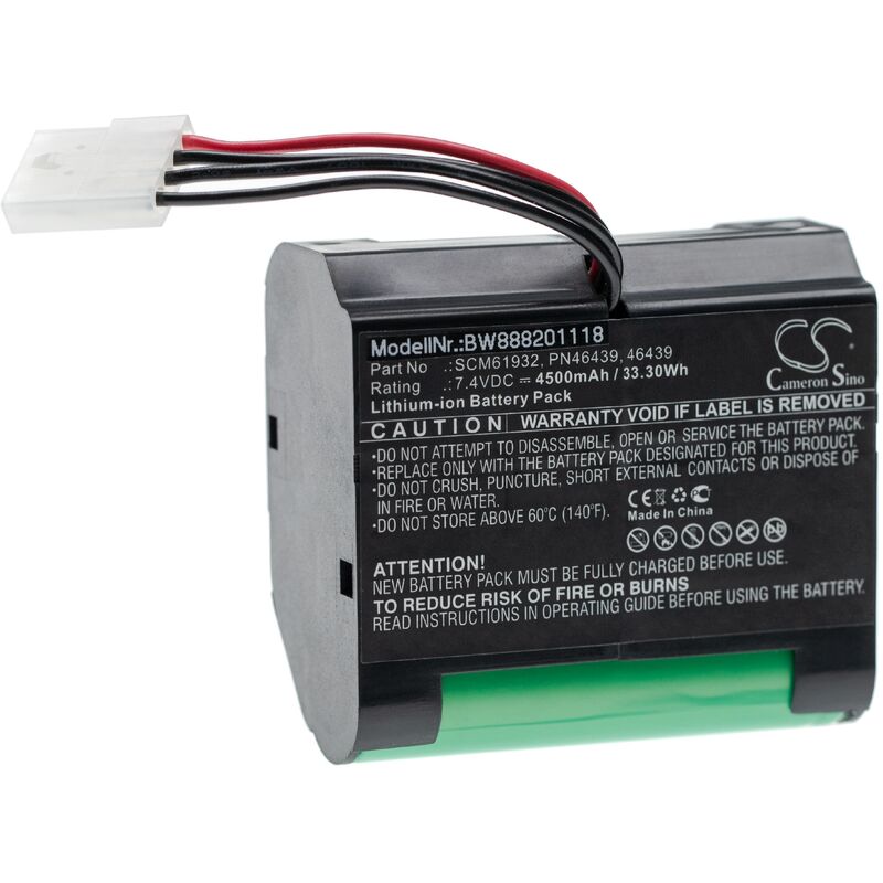 

Batería recargable reemplaza Vorwerk PN46439, SCM61932, 46439 para aspiradora, robot limpieza (4500 mAh, 7,4 V, Li-Ion) - Vhbw