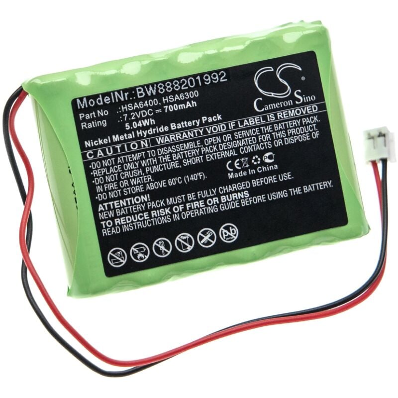 

batería reemplaza Yale GP60AAAH6BMJ, GP60AAS4BMX, HSA3800, HSA6300 para control de alarma seguridad (700mAh, 7,2V, NiMH) - Vhbw