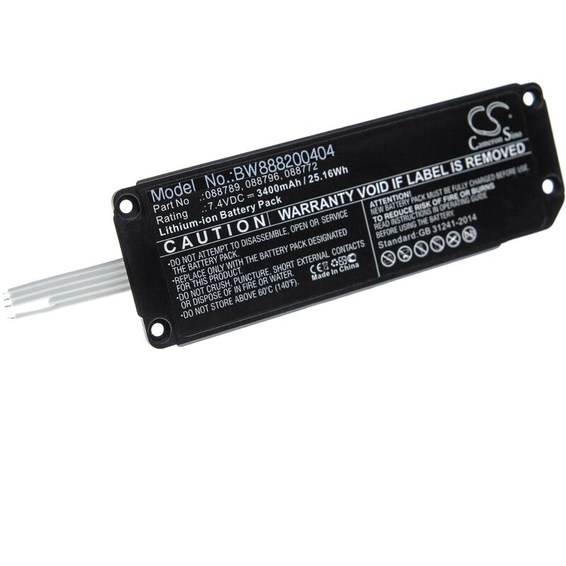 

vhbw batería sustituido Bose 088772, 088789, 088796 para altavoz altavoces (3400mAh, 7.4V, Li-Ion)