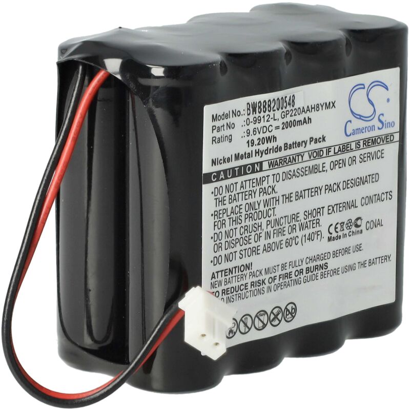 

batería sustituido Visonic 0-9912-L, GP220AAH8YMX para control de alarma seguridad (2000mAh, 9.6V, NiMH) - Vhbw