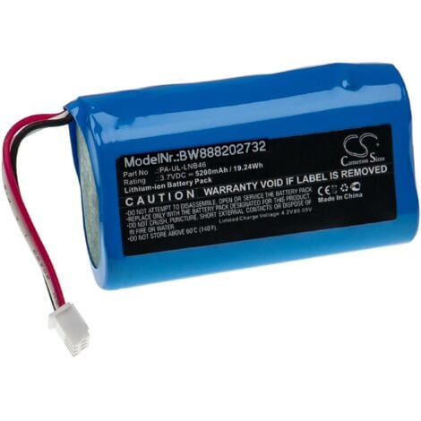 vhbw Batería universal compatible con diversos dispositivos (5200mAh, 3,7 V, Li-Ion) 2x celda