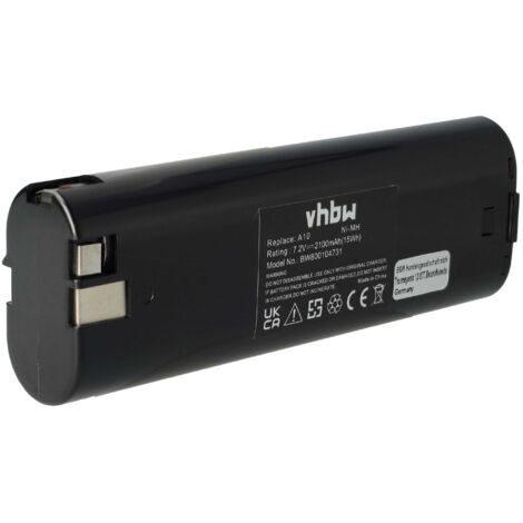 vhbw batteria compatibile con AEG AL77, BSE2E 7.2, B72A, B-72A, B-72, AL7, ABE10, ABS10, ABSE10 utensile elettrico (2100 mAh, NiMH, 7,2 V)