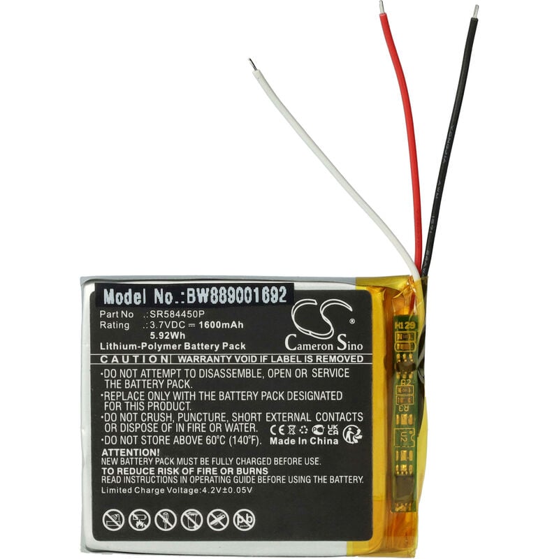 Image of vhbw batteria compatibile con Becker Transit 7SL EU navigatore GPS (1600mAh, 3,7V, Li-Poly)