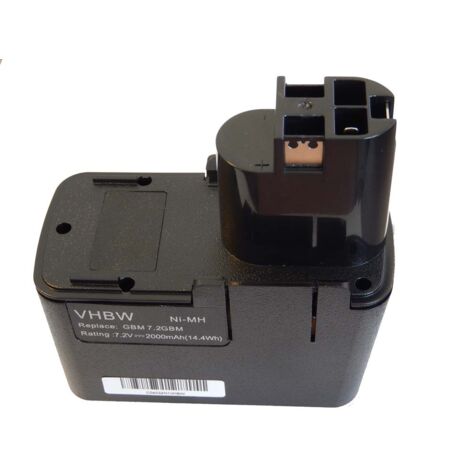 vhbw batteria compatibile con Bosch GBM 7.2, GBM 7.2 VE-1, GBM 7.2 VES-2, GNS 7.2V, GSR 7.2V, GDR50 utensile elettrico (2000 mAh, NiMH, 7,2 V)