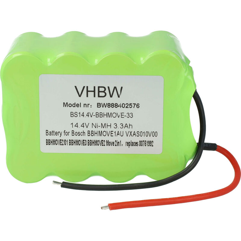 Image of Vhbw - batteria compatibile con Bosch Move BBHMOVE1N/01, BBHMOVE2/01, BBHMOVE2/03, BBHMOVE2/04 aspirapolvere (3300mAh, 14,4V, NiMH)