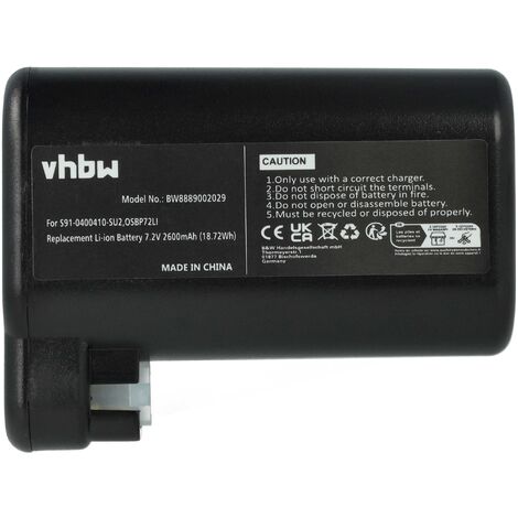 vhbw batteria compatibile con Electrolux ERV5210IW, ERV5100TG, 900942300, ERV5100IW, 900942337 home cleaner (2600mAh, 7,2V, Li-Ion)