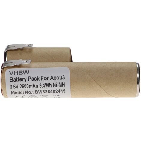 vhbw batteria compatibile con Gardena forbici per erba Accu3 (2500), forbici per erba standard Accu3 (2315) (2600mAh, 3,6V, NiMH)