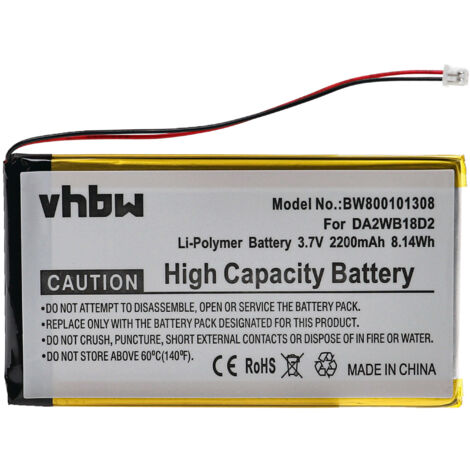 vhbw batteria compatibile con Iriver H110, H120, H140, H320, H340 MP3 music player lettore musicale (2200mAh, 3,7V, Li-Poly)