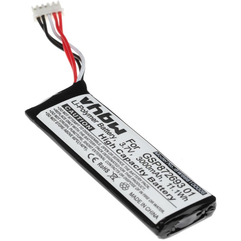 Image of vhbw batteria compatibile con JBL Flip 4, 4 Special Edition cassa altoparlante bluetooth sostituisce GSP872693 01 (LiPo, 3000mAh, 3.7V) - ricaricabile