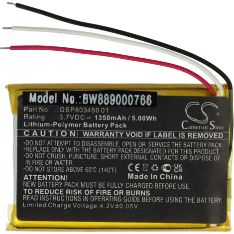 vhbw batteria compatibile con JBL Free X TWS Charging Case stazione di ricarica (1350mAh, 3,7V, Li-Poly)