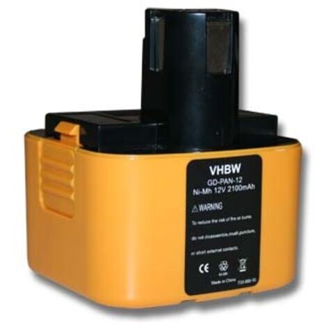 vhbw batteria compatibile con Panasonic EY6100FQKW, EY6100, EY6101FQKW, EY3790B, EY3790, EY6000, EY3794B utensile elettrico (2100 mAh, NiMH, 12 V)
