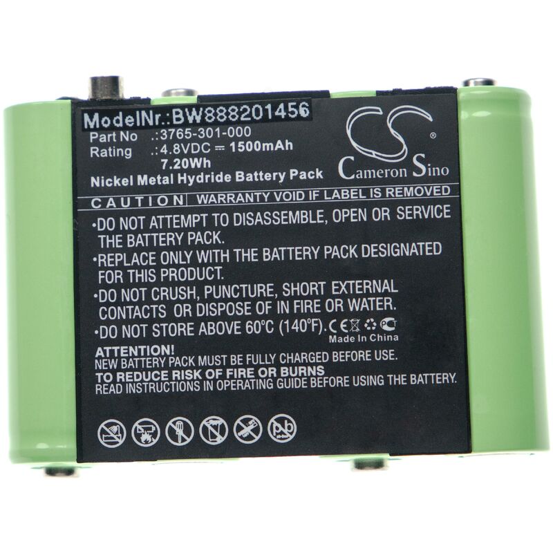 Image of Batteria compatibile con Peli 3715Z0 led atex 2015, 3760Z0, 3765, 3769 lampada, lampada frontale, torcia (1500mAh, 4,8V, NiMH) - Vhbw