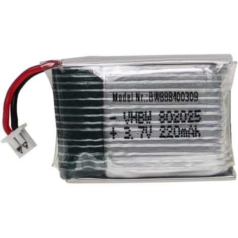 vhbw batteria con PH 1.25 2P per modellismo per es. macchine da corsa, elicotteri, aerei (220mAh, 3,7V, Li-Poly, 29 x 20 x 8 mm)