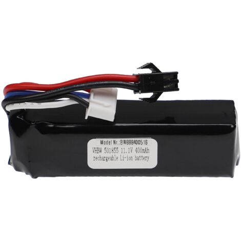 vhbw batteria con SM-2P per modellismo per es. macchine da corsa, elicotteri, aerei (400mAh, 11,1V, Li-Poly, 65 x 19 x 14 mm)