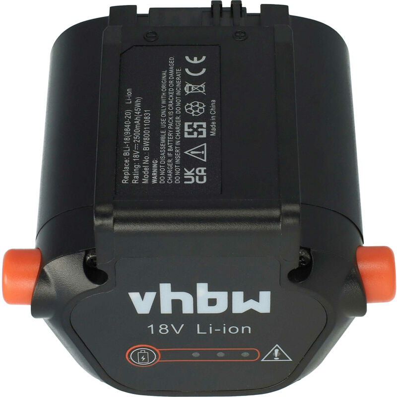 Image of vhbw Batteria Li-Ion 2500mAh (18V) compatibile con Utensile Elettrico da Giardino Gardena Li-18/50 Tagliasiepi (08877-20) sostituisce 09840-20,