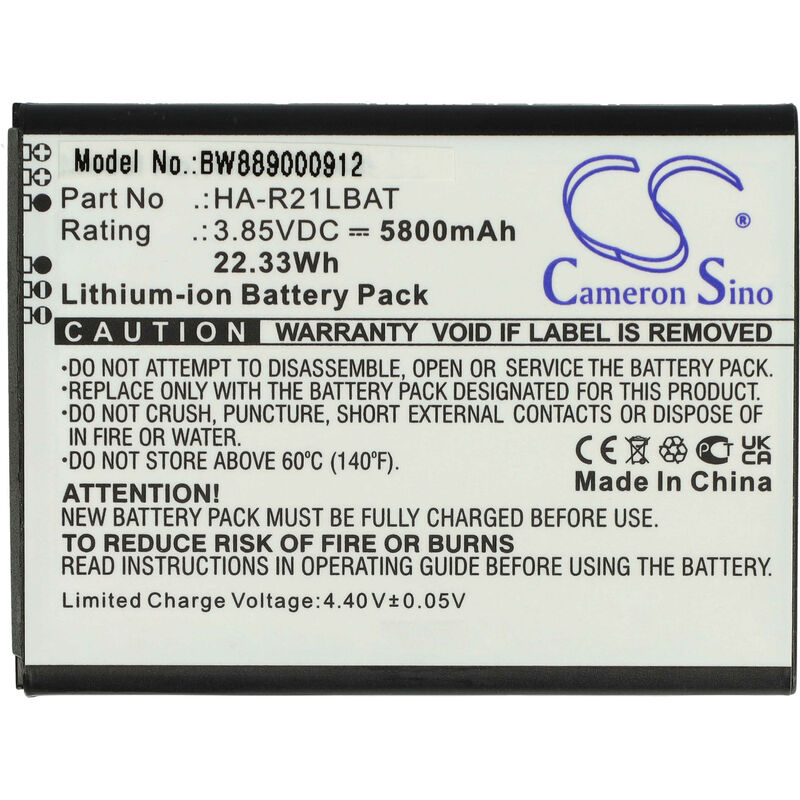 Image of Batteria sostituisce Casio HA-R21LBAT per lettore di codici a barre, pos (5800mAh, 3,85V, Li-Ion) - Vhbw
