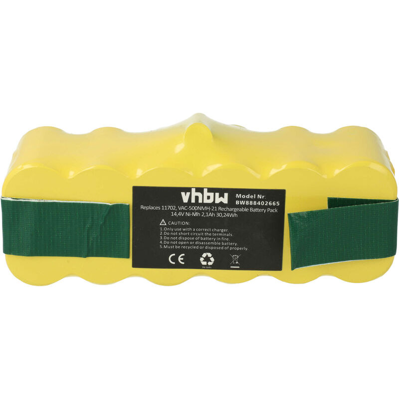 Image of Batteria sostituisce GD-Roomba-500, VAC-500NMH-33, 11702 per home cleaner (2100mAh, 14,4V, NiMH) - Vhbw