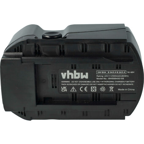 vhbw batteria sostituisce Hilti B24/2.0, B24/3.0 per attrezzo da lavoro (2500 mAh, NiMH, 24 V)