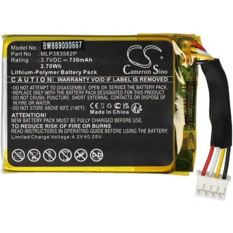 vhbw batteria sostituisce JBL MLP383562P per casse, altoparlanti, speaker (800mAh, 3,8V, Li-Poly)