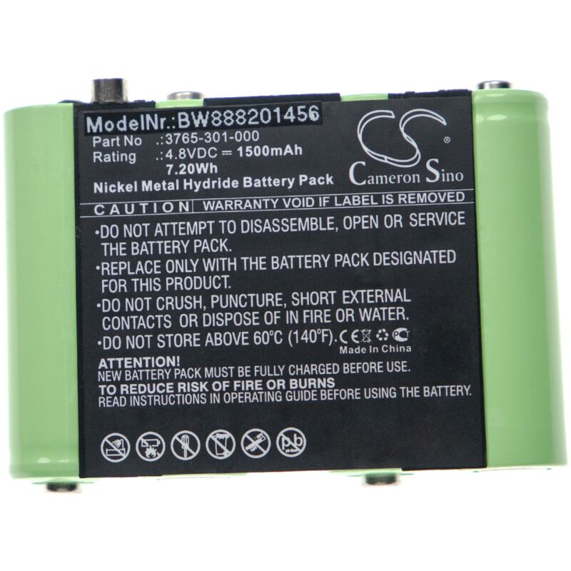 Image of vhbw batteria sostituisce Peli 3765-301-000 compatibile con lampada, lampada frontale, torcia (1500mAh, 4,8V, NiMH)