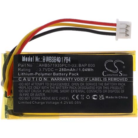 vhbw batteria sostituisce Sennheiser CP-SN800, BAP 800 per amplificatore stereo multimediale (280mAh, 3,7V, Li-Poly)