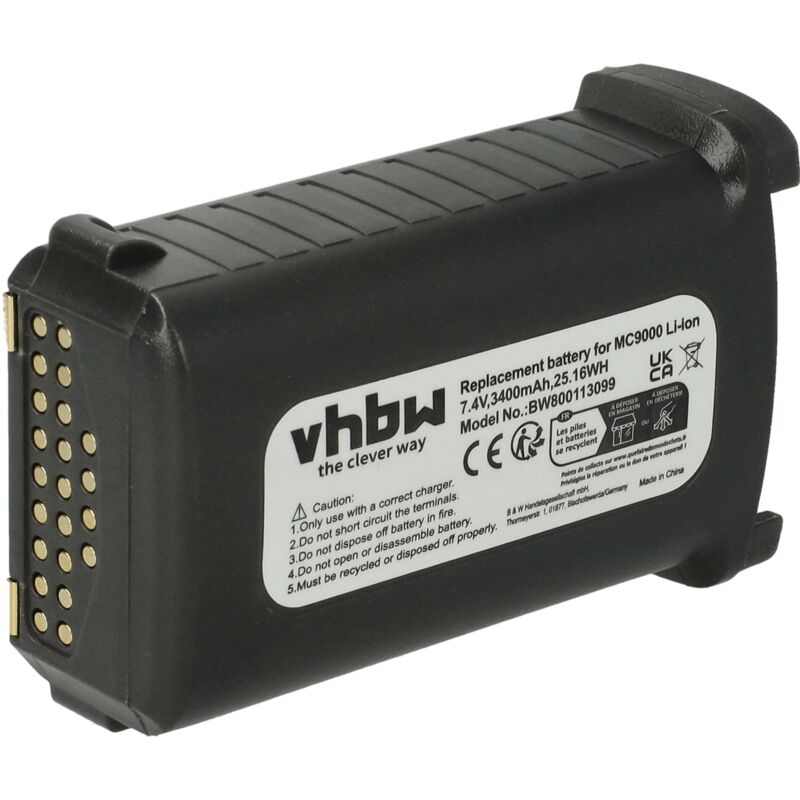 Image of vhbw batteria sostituisce Symbol BRTY-MC90SAB00-01, BTRY-MC90GKAB0E-10 per computer portatile scanner (3400mAh, 7,4V, Li-Ion)