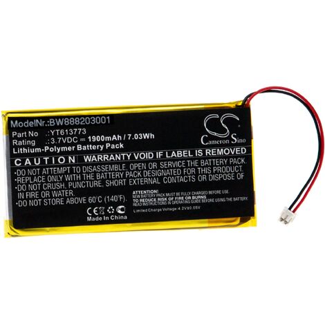 vhbw batteria sostituisce xDuoo YT613773 per MP3 music player lettore musicale (1900mAh, 3,7V, Li-Poly)