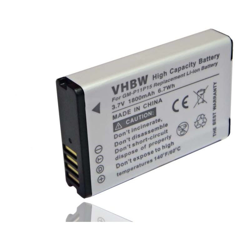 Batterie 1800mAh (3.7V) pour gps garmin E1GR, E1GR virb elite, E2GR, E2GR virb elite, Action hd Camera 1.4 remplace 010-11599-00, 010-11654-03. - Vhbw