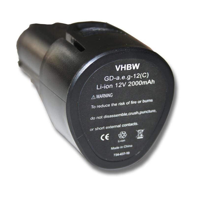 Vhbw - 1x Batterie compatible avec aeg BBH12, bbs 12C, BLL12C, bll 12C, BS12C, bs 12C, BS12C2 outil électrique (2000 mAh, Li-ion, 12 v)