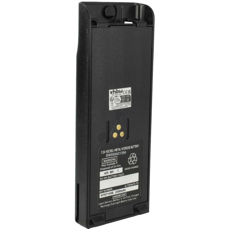 vhbw Batterie compatible avec Motorola GP900, HAT100, GP1200, GP2013, GP2010 radio talkie-walkie (2300mAh, 7,5V, NiMH) - avec clip de ceinture
