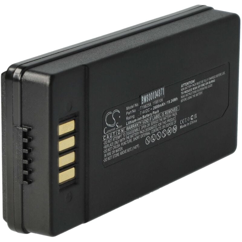 vhbw Batterie compatible avec Flir ThermaCam E2, B2, E25, E30, E40, E45, E50, E65, EX320 caméra thermique (2600mAh, 7,2V, Li-ion)
