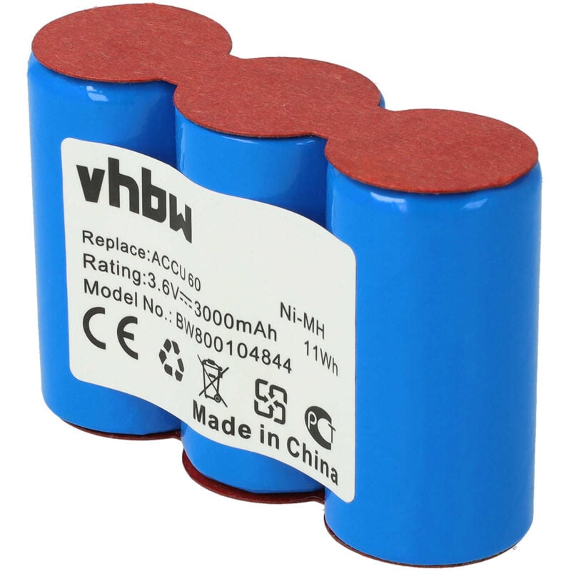 Batterie 3000mAh (3.6V) pour ciseaux à bois Gardena 8800, 8808, 8810, Wolf Garten Rasenschere comme Accu45, Accu60. - Vhbw