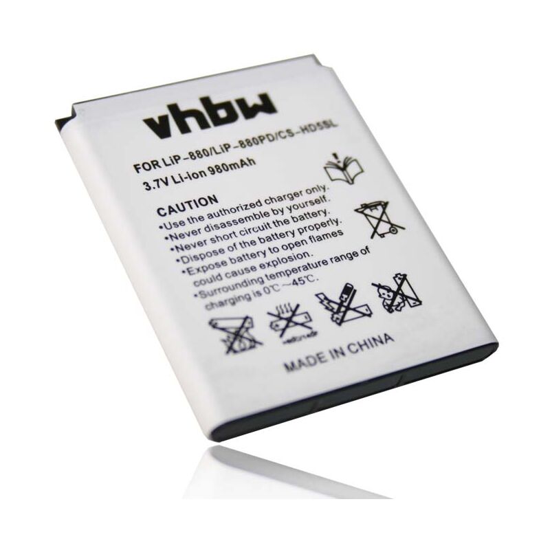 Vhbw - Batterie 980mAh pour sony remplace LIP-880 pour NW-HD5 NW-HD5B NW-HD5R NW-HD5S 20GB 20-GB NW-HD-5