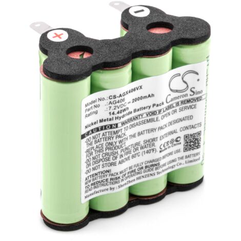 vhbw Batterie compatible avec AEG/Electrolux Rapido ZB4106, FM72, AG406, ZB4106WD aspirateur (2000mAh, 7,2V, NiMH)