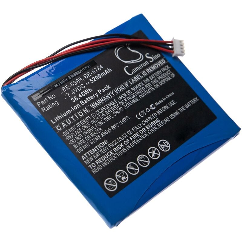 Batterie compatible avec AETeP AT-800, AT-810, AT-820, AT-830, AT-850, AT800 fibre optique OTDR, outil de mesure (5200mAh 7,4V Li-Ion) - Vhbw