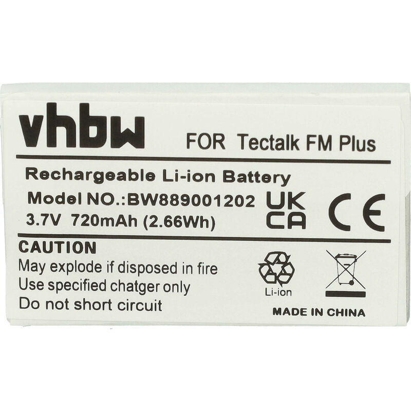 Vhbw - Batterie compatible avec Albrecht Tectalk fm, fm Plus, fm+ appareils radio avec radio fm (720mAh, 3,7V, Li-ion)