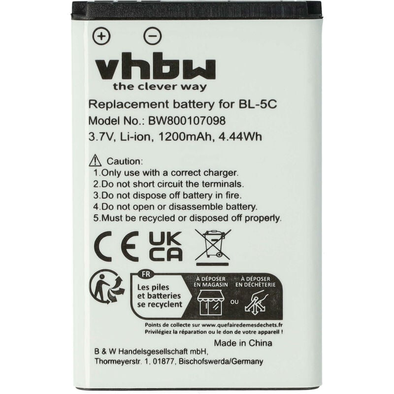 vhbw Batterie compatible avec Albrecht Tectalk Outdoor, TelMe Tourist Guide récepteur GPS bluetooth (1200mAh, 3,7V, Li-ion)