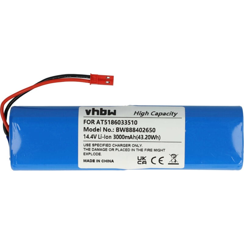 Batterie compatible avec Ariete 2718, 00P271310AR0, 00P271810AR0, 2713 aspirateur (3000mAh, 14,4V, Li-ion) - Vhbw