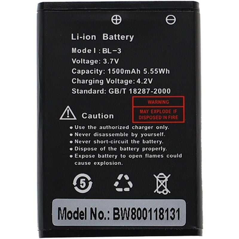 vhbw Batterie compatible avec Baofeng UV-3R, BF-T6 radio talkie-walkie (1500mAh, 3,7V, Li-ion)