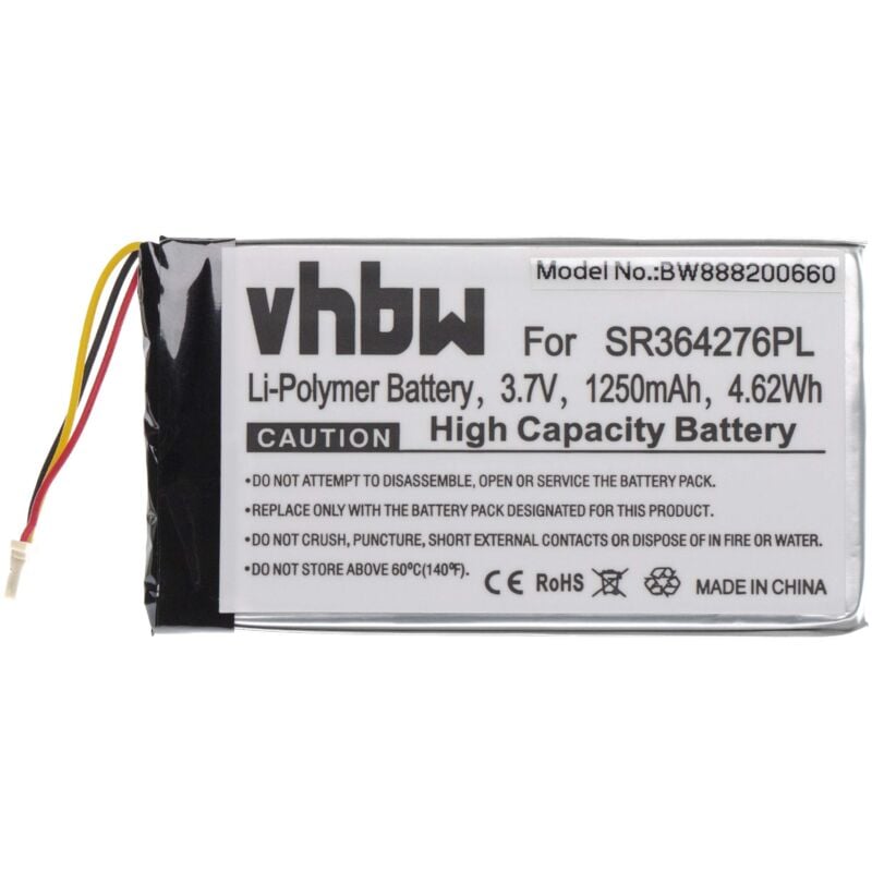 batterie compatible avec Becker Active.5 LMU, BE B10, BE B20, BE B60, Professional.5 LMU, Ready.5 LMU système de navigation GPS (1250mAh, 3.7V) - Vhbw