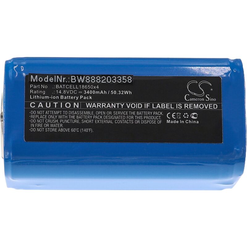 Vhbw - Batterie compatible avec Bigblue VL7200-TC, VL7500P, VL8000P-TC, VL8300P, VL9000P, VTL5500P lampe de plongée (3400mAh, 14,8V, Li-ion)