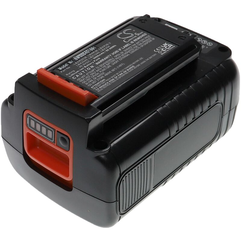 Batterie compatible avec Black & Decker bcblv, bchts, BCMW3336, bcsta, bcsta 536 outil électrique, outil de jardin (2000 mAh, Li-ion, 40 v) - Vhbw