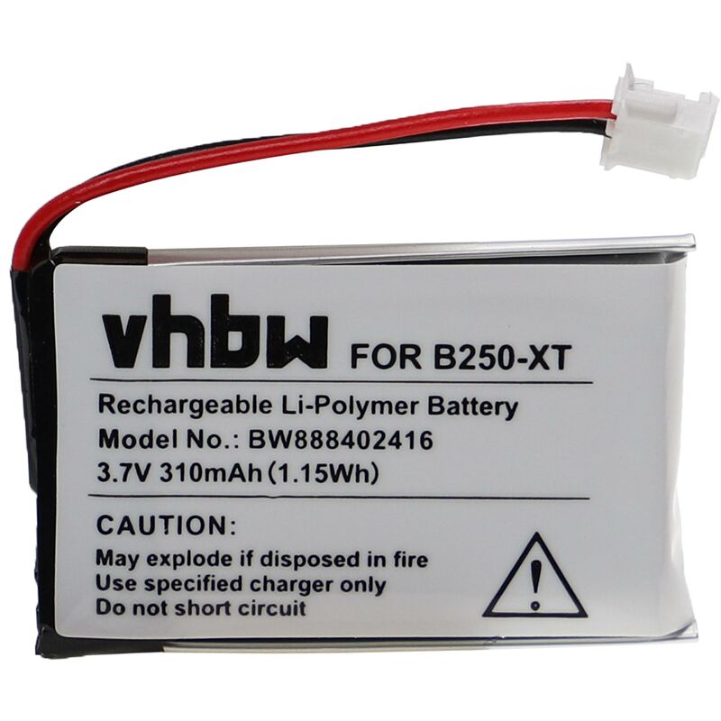 Batterie compatible avec BlueParrot Vxi B250-XT, B250-XT+, B350-XT, V100 casque audio, écouteurs sans fil (310mAh, 3,7V, Li-polymère) - Vhbw