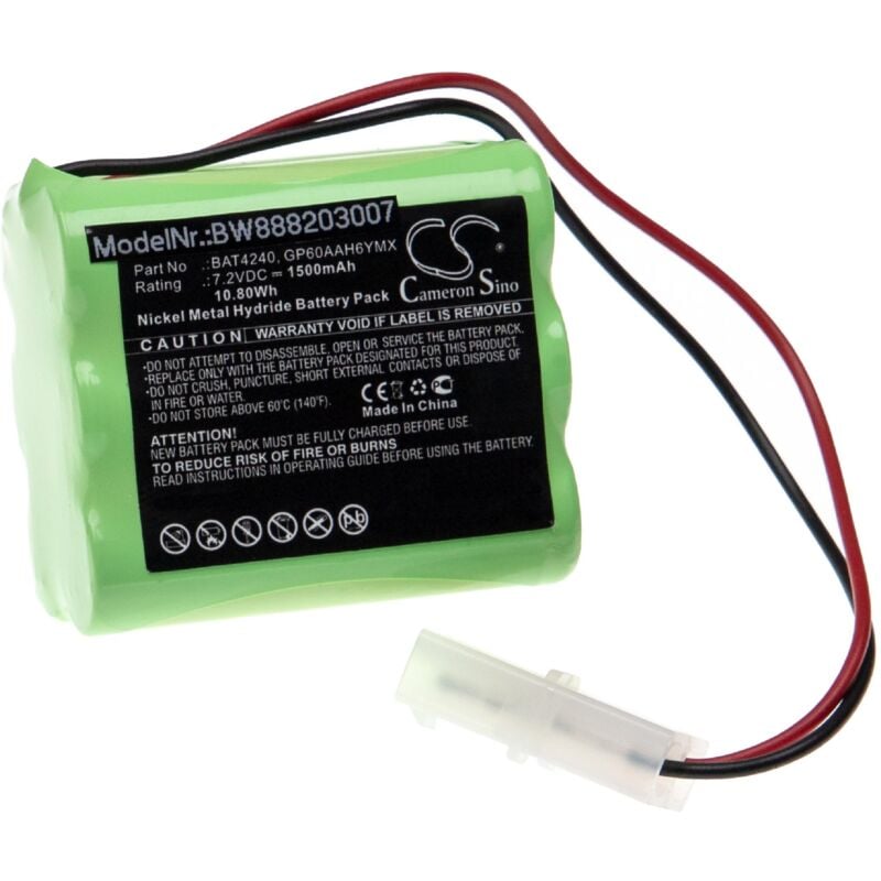 Batterie compatible avec Burley Gas Fire cheminée électrique (1500mAh, 7,2V, NiMH) - Vhbw