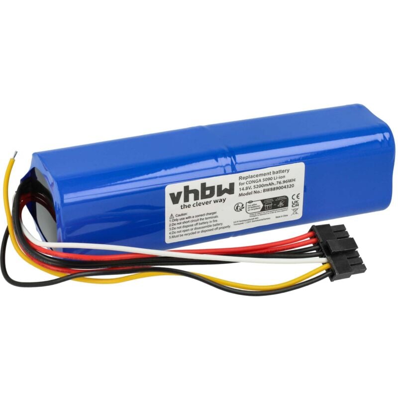 Vhbw - Batterie compatible avec Cecotec Conga 6090, 7090, 5090, 5490 robot électroménager (5200mAh, 14,8V, Li-ion)