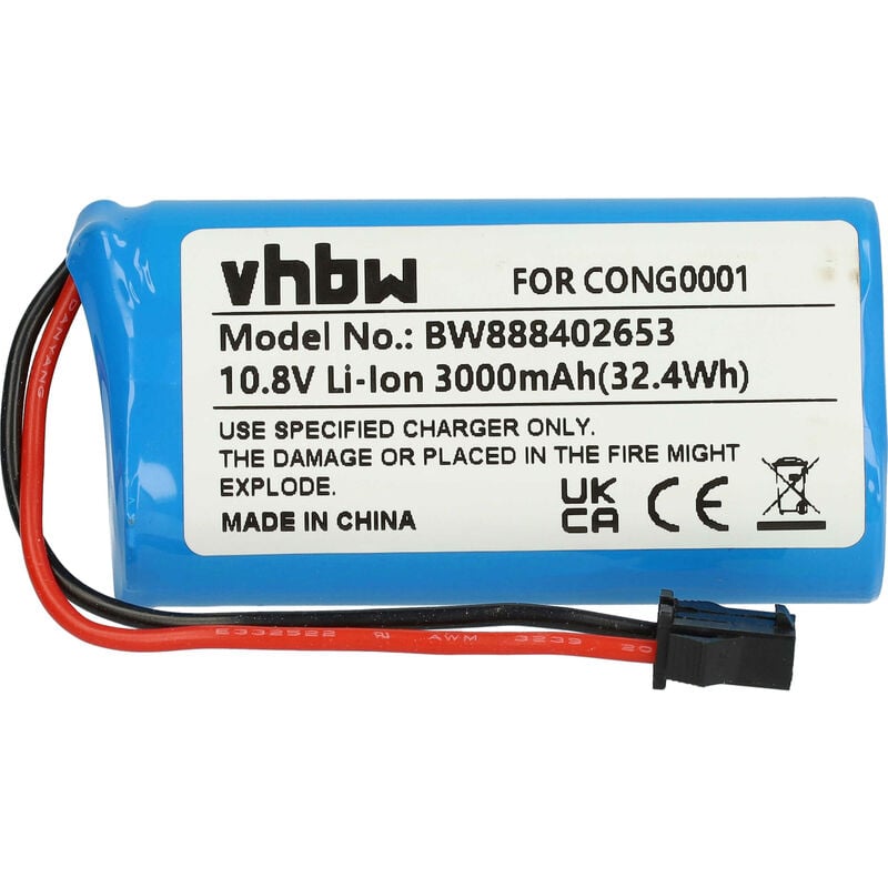 Vhbw - Batterie compatible avec Cecotec Conga 890 Slim, Slim, Slim 890, Slim 890 Wet robot électroménager (3000mAh, 10,8V, Li-ion)